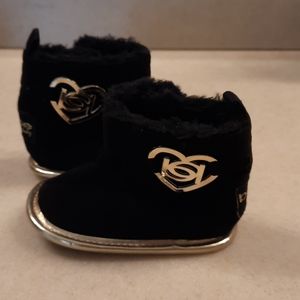 bebe Baby Black Suede Faux Fur Baby Boots